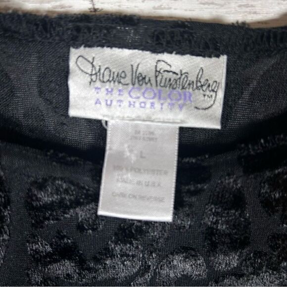 Diane Von Furstenberg DVF Vintage Black Velvet Burnout Maxi Dress Size L - Picture 5 of 9